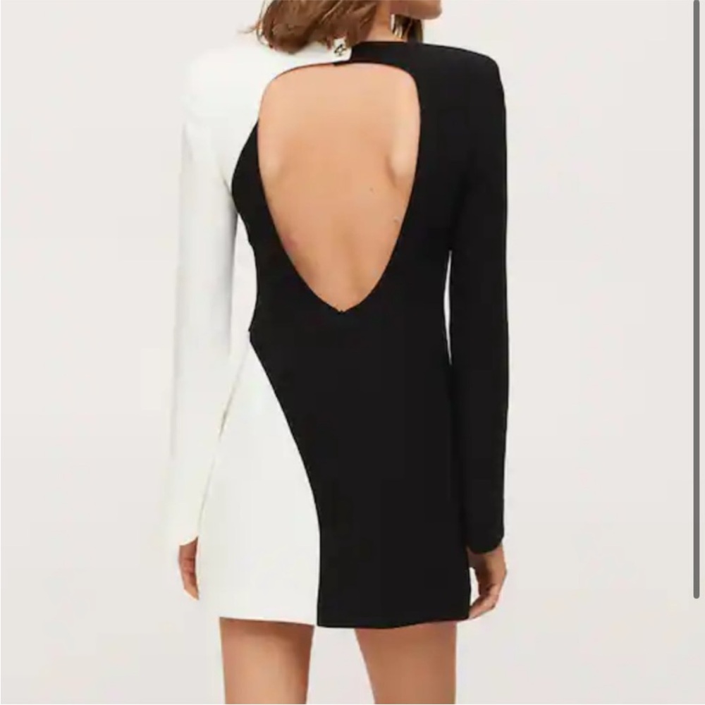 Mango Monochrome Long Sleeve Dress - Picture 2 of 5